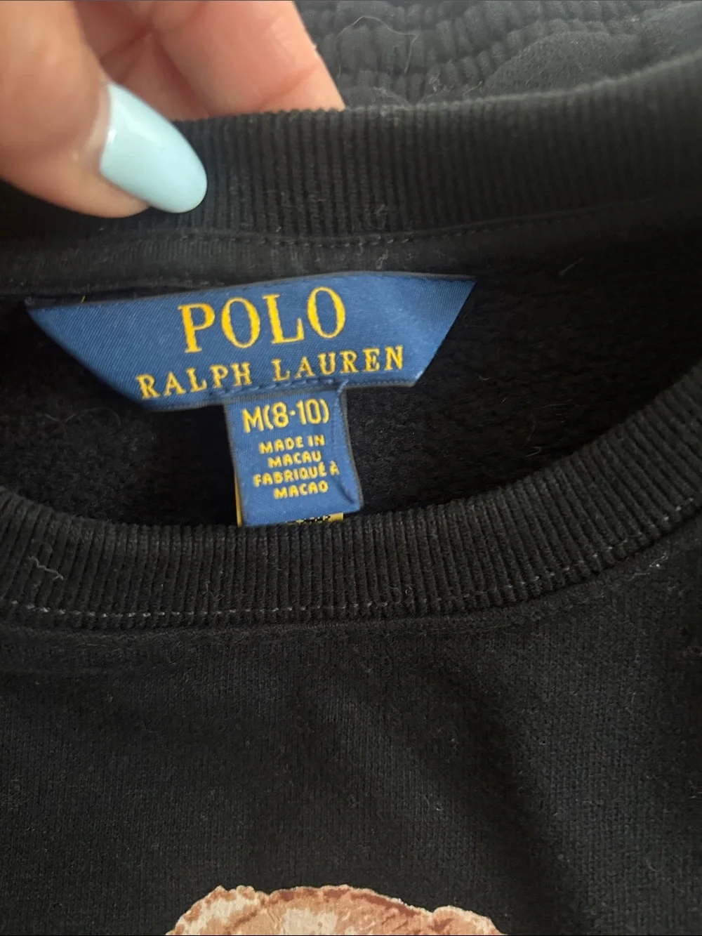 Ralph Lauren Black Sweatshirt Dress with Polo Bear Graphic